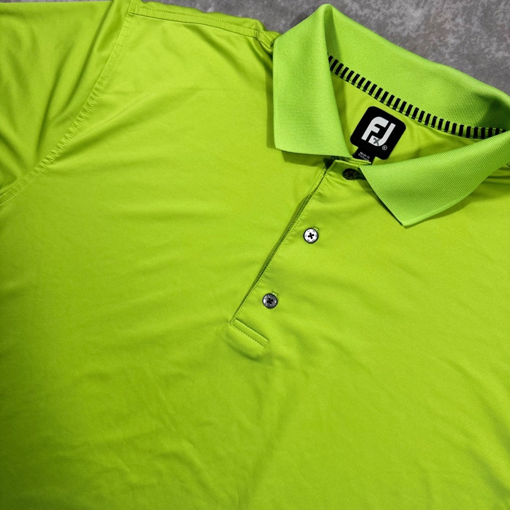 FootJoy ProDry Golf Polo Shirt Mens XL Lime Green Short Sleeve Performance Top